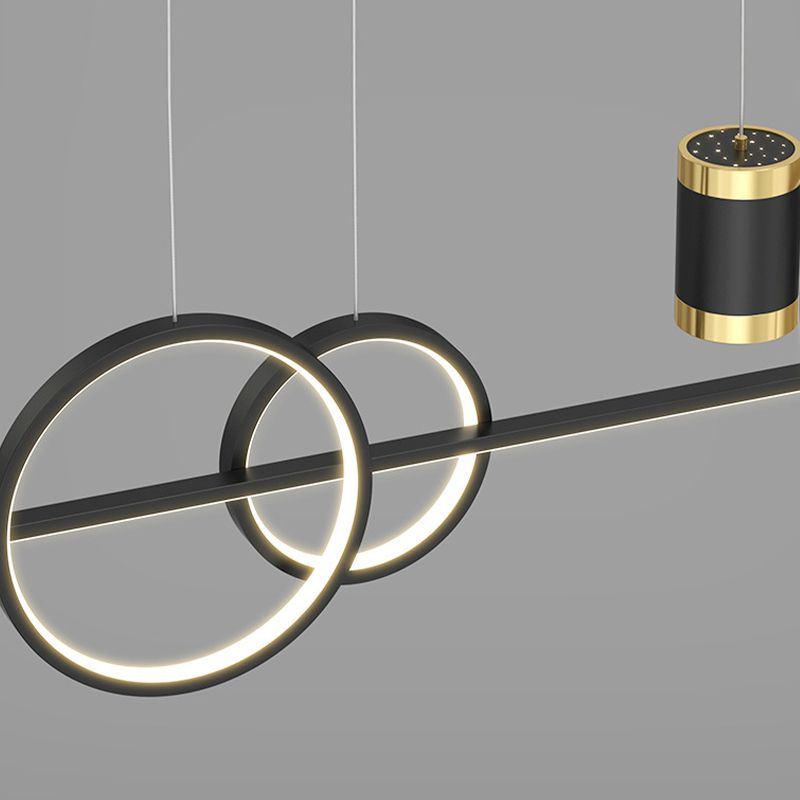 5-Light Contemporary Black/Golden Island Lighting LED Ceiling Light for Bedroom