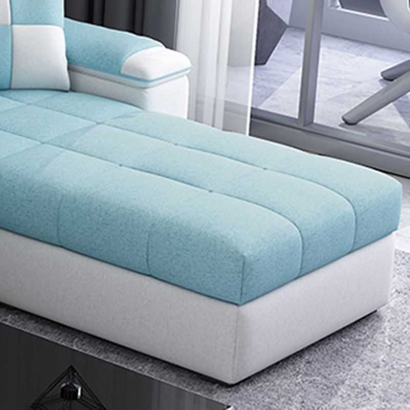 Contemporary Faux Leather/Fabric Sofa with Bolster Pillows for Living Room