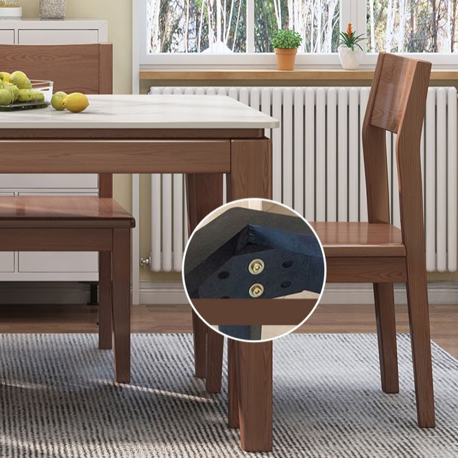 Moderne moderne eettafel uit het midden van de eeuw gesinterde stenen top eettafel met houten basis voor keuken