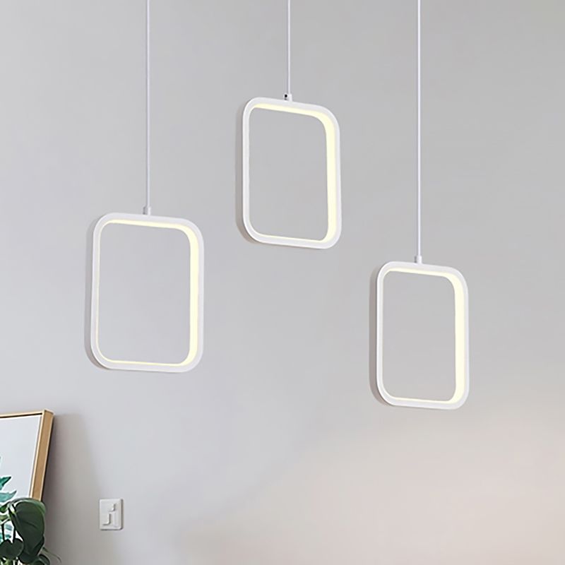 Schwarz/Weiß -Quadrat -Drop -Anhänger zeitgenössischer LED -Acryldeckelbeleuchtung in warmem/weißem Licht