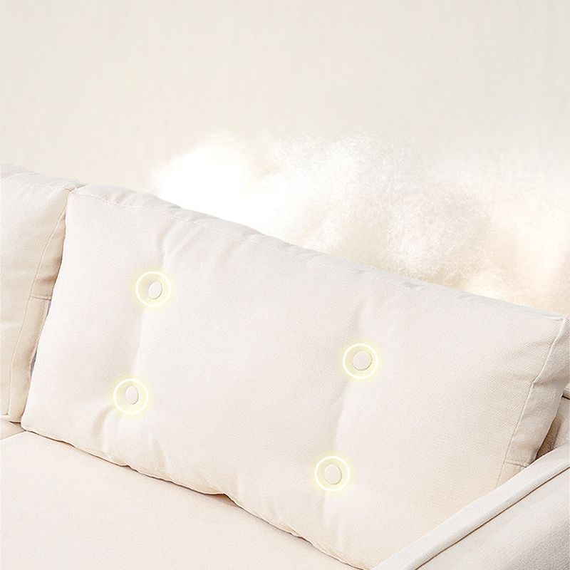 Contemporary Standard Square Arm Linen Stationary Beige Settee