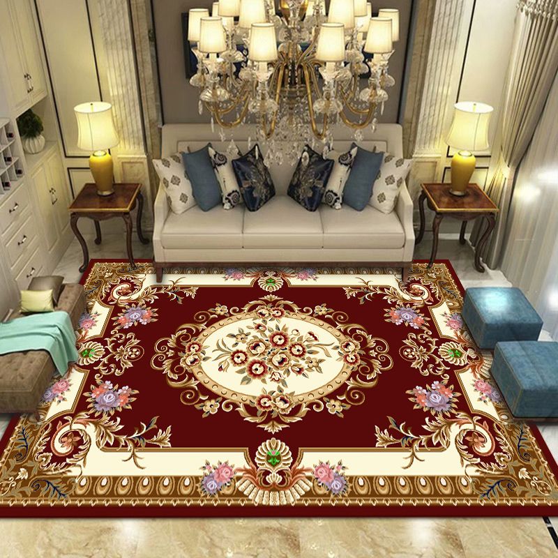 Europese woonkamer tapijt Medaillon Afdrukken Polyester Area Tapijt Anti-slip Easy Care Tapijt