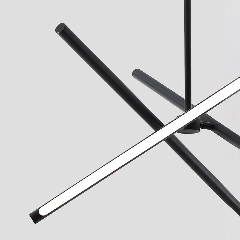 3-Light Black Hanging Light Minimalism Style Linear Shape Metal Chandelier Light