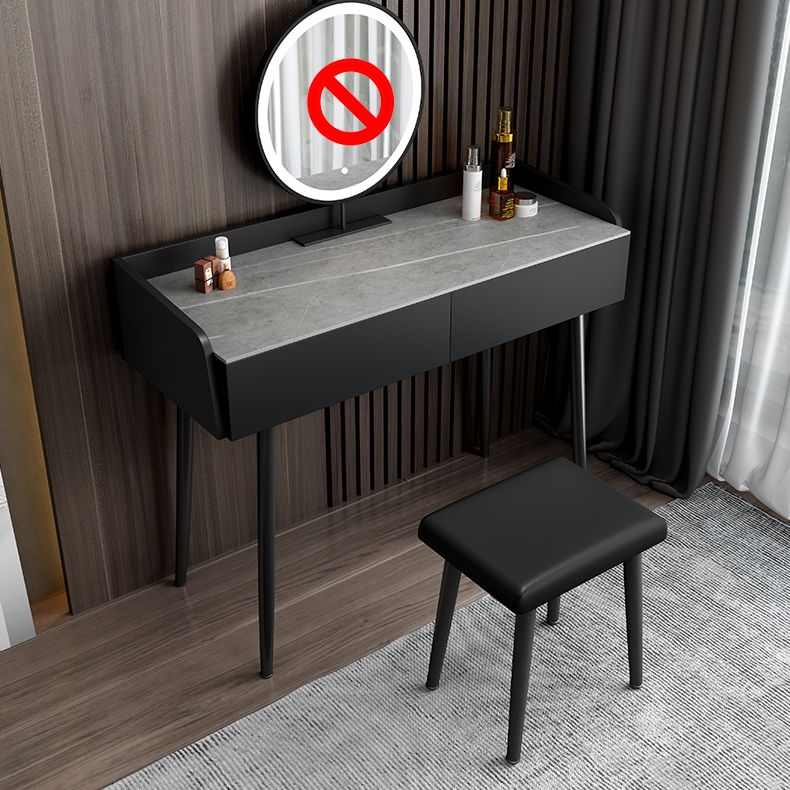 Contemporary Stone Makeup Dressing Table 2-Drawer Vanity Table Set
