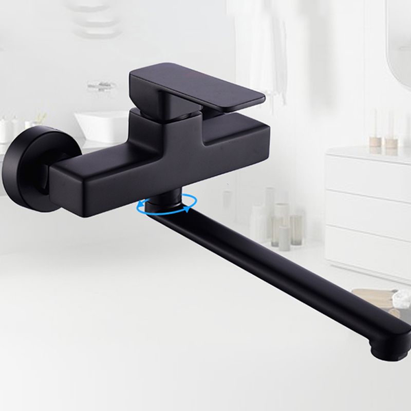 Contemporary Single Handle Kitchen Faucet Pull Down 2 Holds Bar Faucet in Black