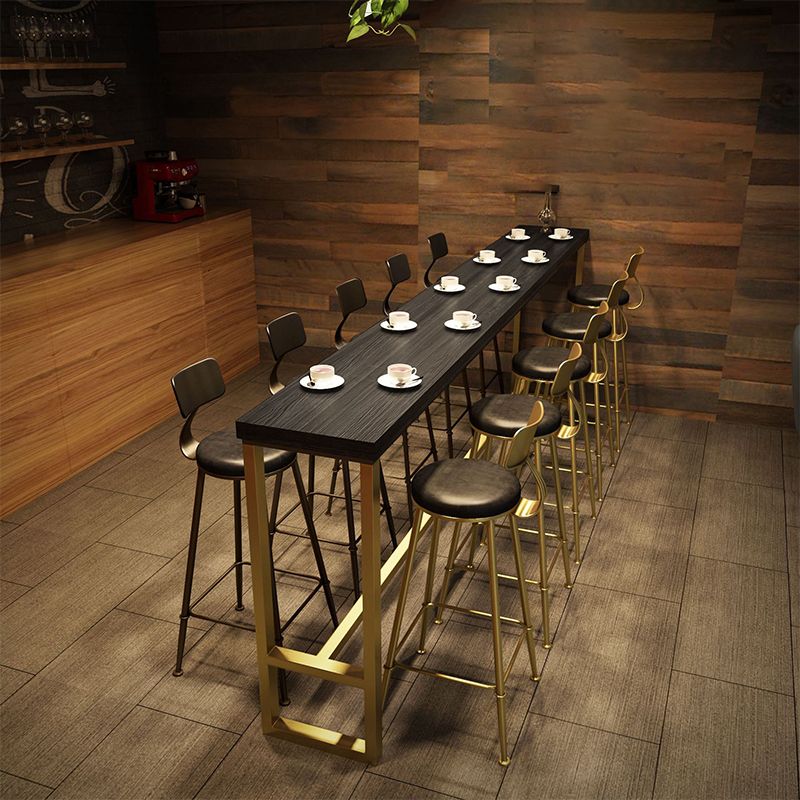 Glam Style Rectangle Bar Table Pine Solid Wood Bar Dining Table for Living Room