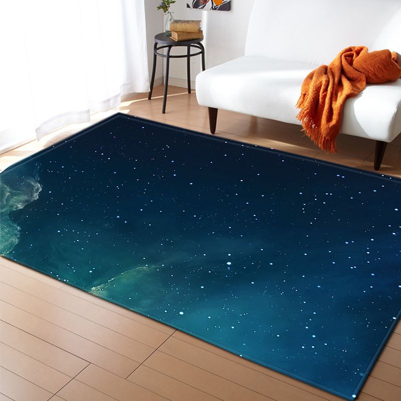Navy Modern Area Tapijt Space Patroon Polyester Gebied Rug vlekbestendig vloerkleed voor thuisdecoratie