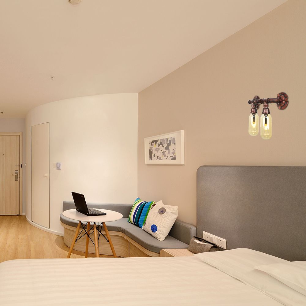 Lámpara de agua de cobre de metal clestada tubería de agua 2/4 luces de la sala de estar de montaje de pared de sala de estar iluminación de pared