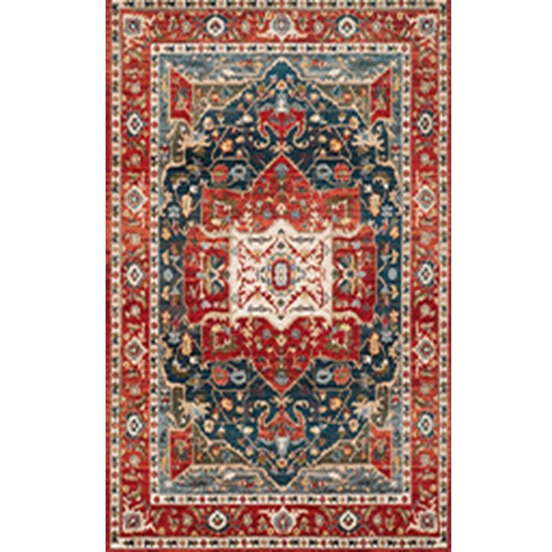 Traditional Medallion Pattern Rug Moroccan Polyester Area Rug Stain Resistant Carpet for Living Room