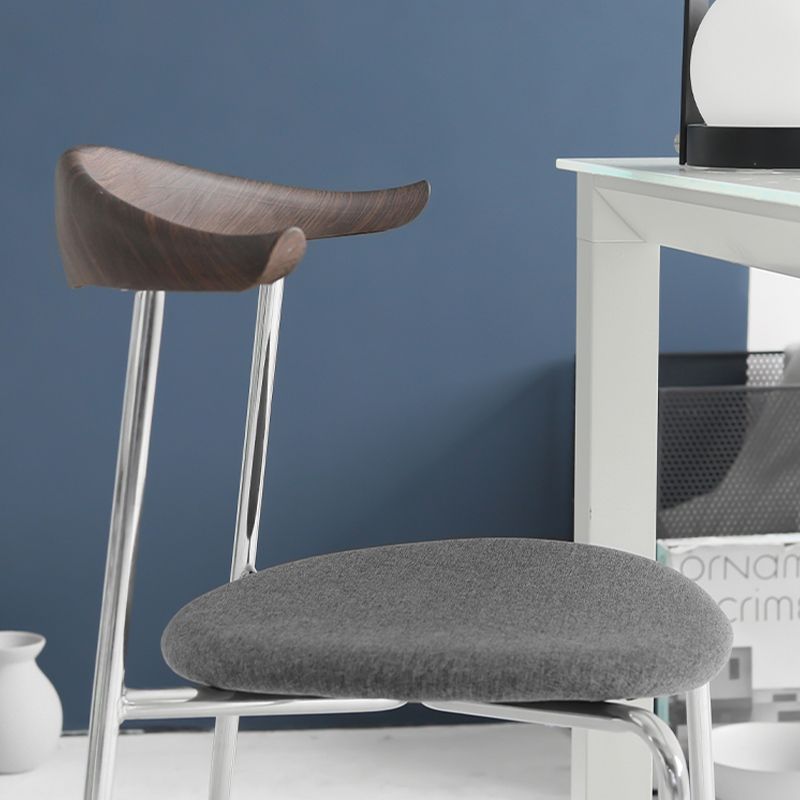 Modern Style Upholstered Armless Chair Leather Dining Chair with Metal Base