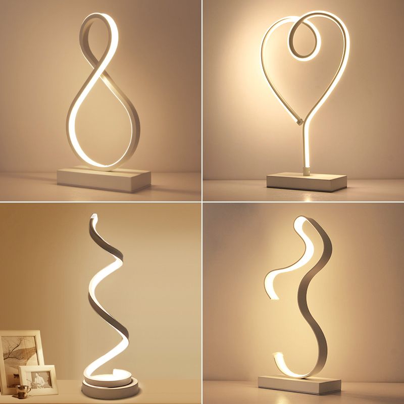 Aluminum Line Art Night Lighting Minimalism LED Accent Table Light for Living Room
