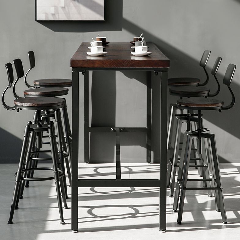 Industrial Adjustable Height Bar Stool Iron Round Armless Bar Stool