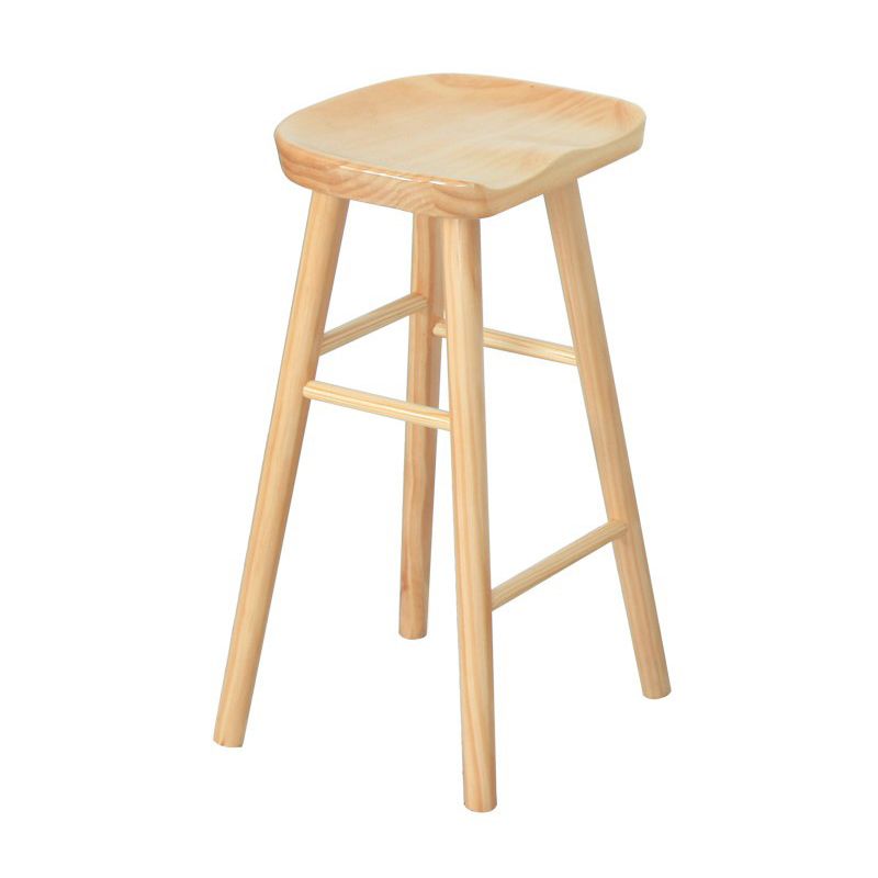 Contemporary Wood Stool Wood Rectangle Seat Counter Stool in Matte Finish