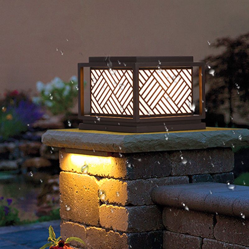 Modern Pillar Lamp Solar Energy Outdoor Light with Acrylic Shade for Patio