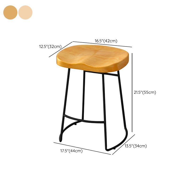 Modern Armless Backless Counter Stool Pine Wood Bar Stool with Pedal for Cafe