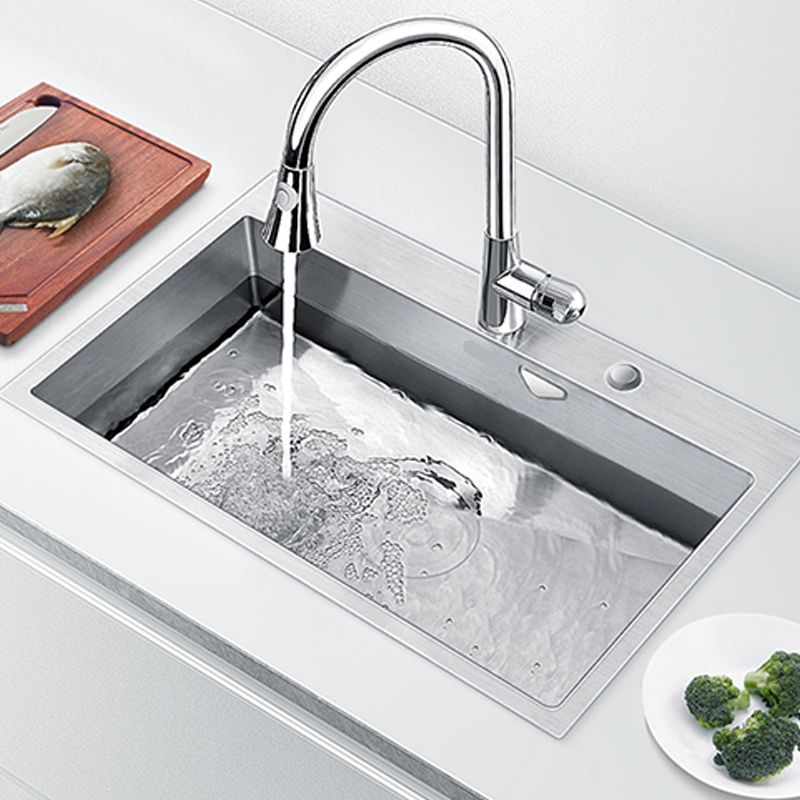 Stainless Steel Drop-In Kitchen Sink Overflow Hole Design Kitchen Sink with Faucet