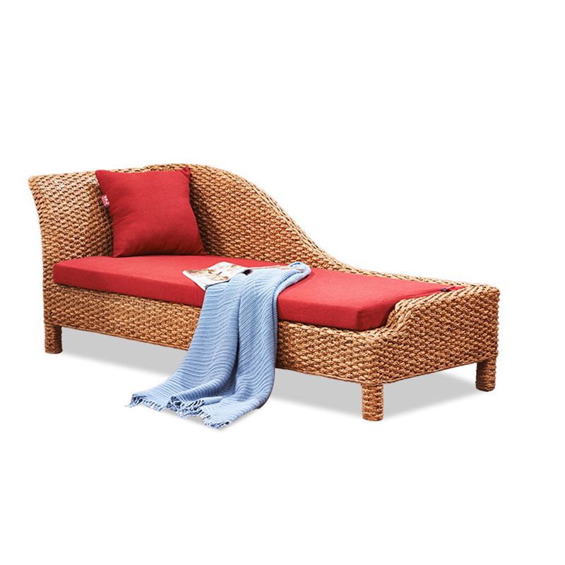 Rattan Chaise Lounge Chair Upholstered Chaise with One Armed