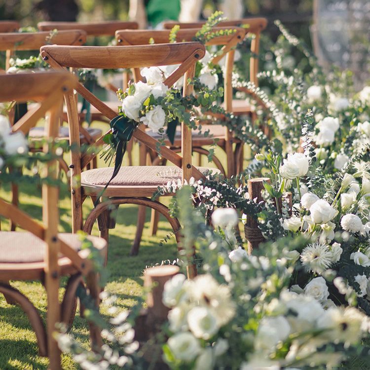 Chaises de salle à manger sans bras en hêtre à dossier croisé en bois courbé de style campagnard