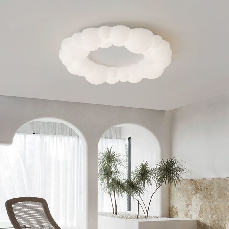 LED Modern Metal Flush Mount Cloud Shape Ceiling Lamp with Plastic Shade for Living Room