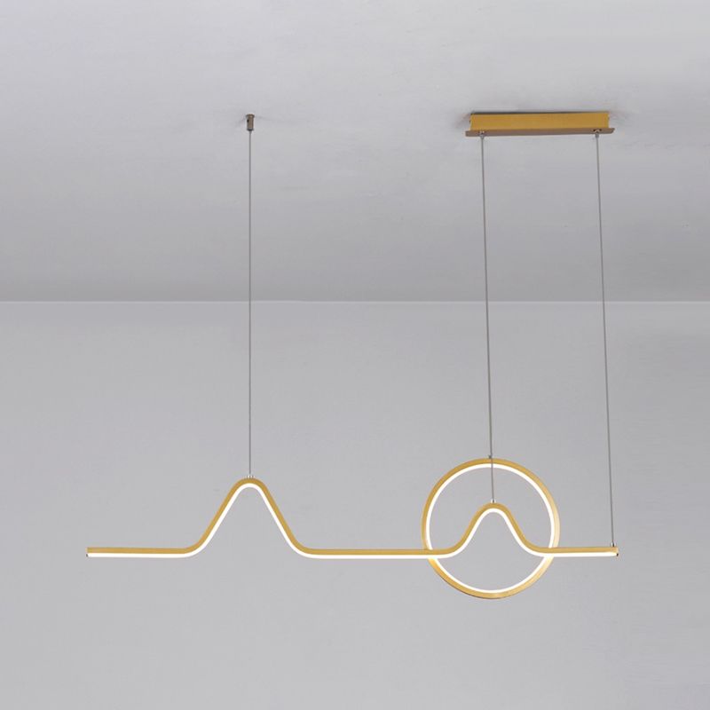 Estilo moderno lineal isla colgante de metal simple luz de metal para restaurante