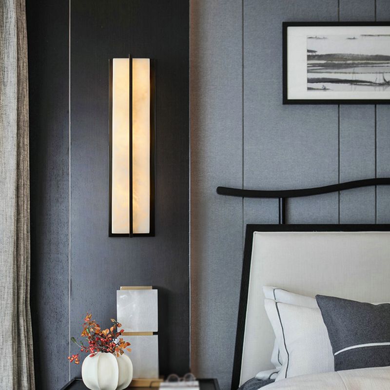 Modern Wall Lamp Square Shape Wall Mount Lamp with Stone Shade for Bedroom