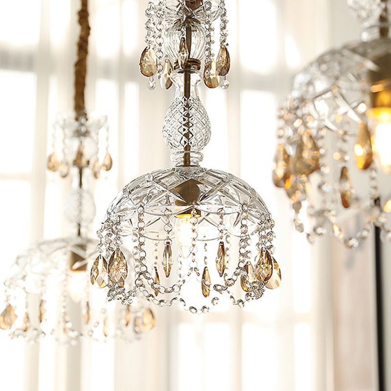 Moderner Stil einzigartiger Schatten hängend hängendes Glas 1 hängende Lampe mit Kristall