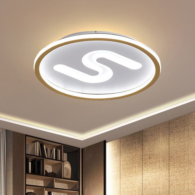 Round Flush Mount Light Modern Clear Glass 9 Lights Black/Gold Flushmount Lighting in Warm/White Light, 16"/19.5" W