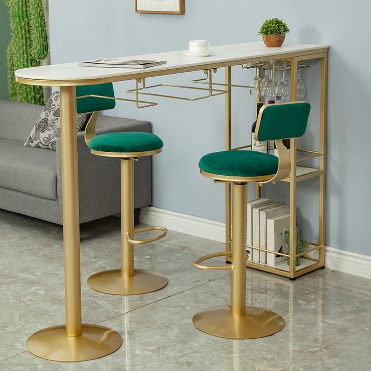 Armless Bar Stools Adjustable Height Swivel Dining Stools with Metal Base