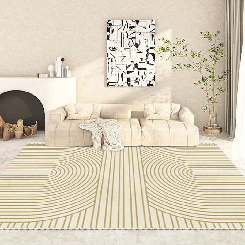 White Modern Rug Polyester Circle Rug Washable Rug for Living Room