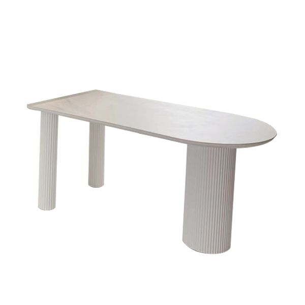Oval Sintered Stone Dining Table Modern White-black Furniture with Double Pedestal Base