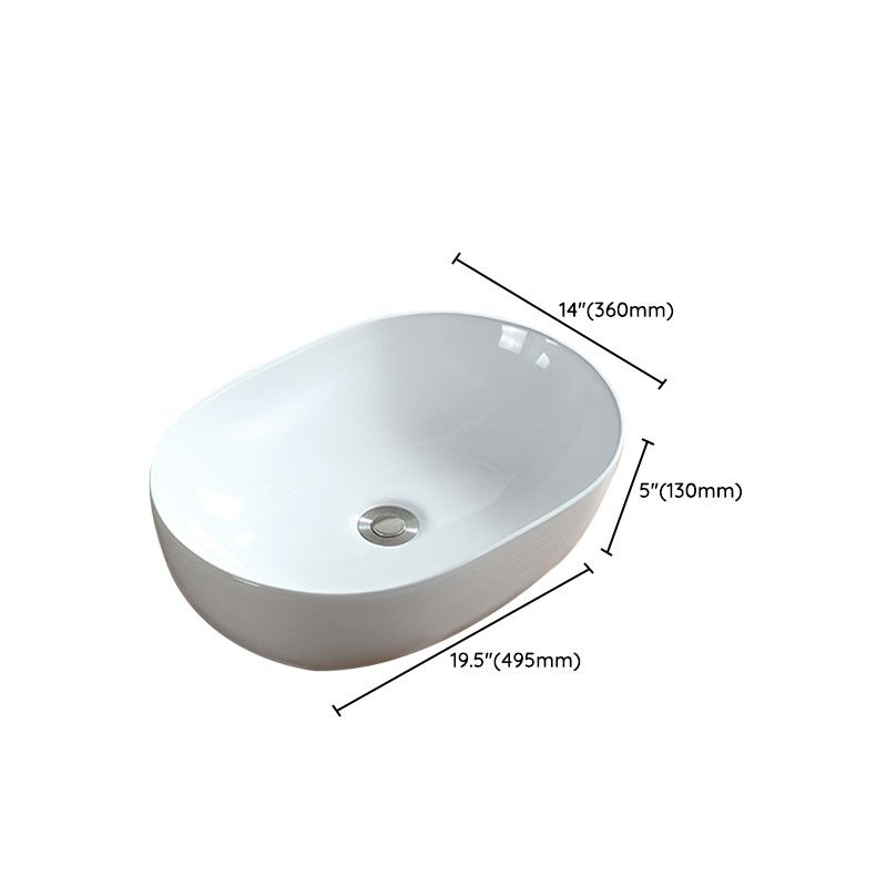 Contemporary Bathroom Sink Solid Color Vessel Bathroom Sink with Overflow