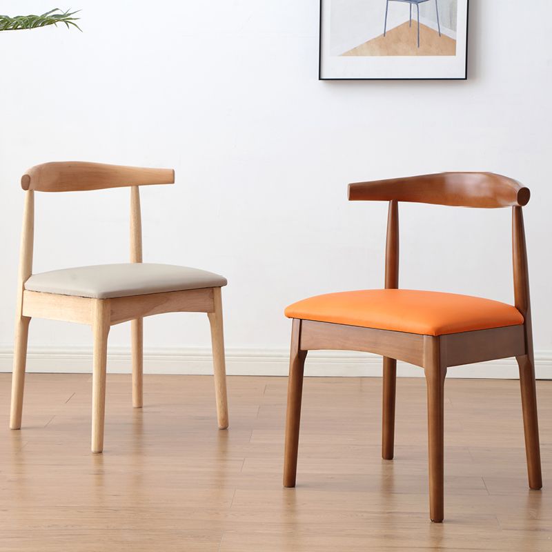 Chaise d'appoint scandinave d'intérieur Chaise de salle à manger à dossier ouvert en bois rembourrée (Ensemble de 2)