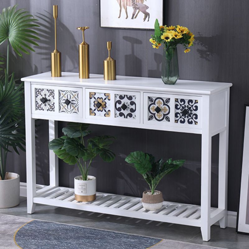 Mid-Century Modern Console Table Rectangle Console Table Floor Shelf