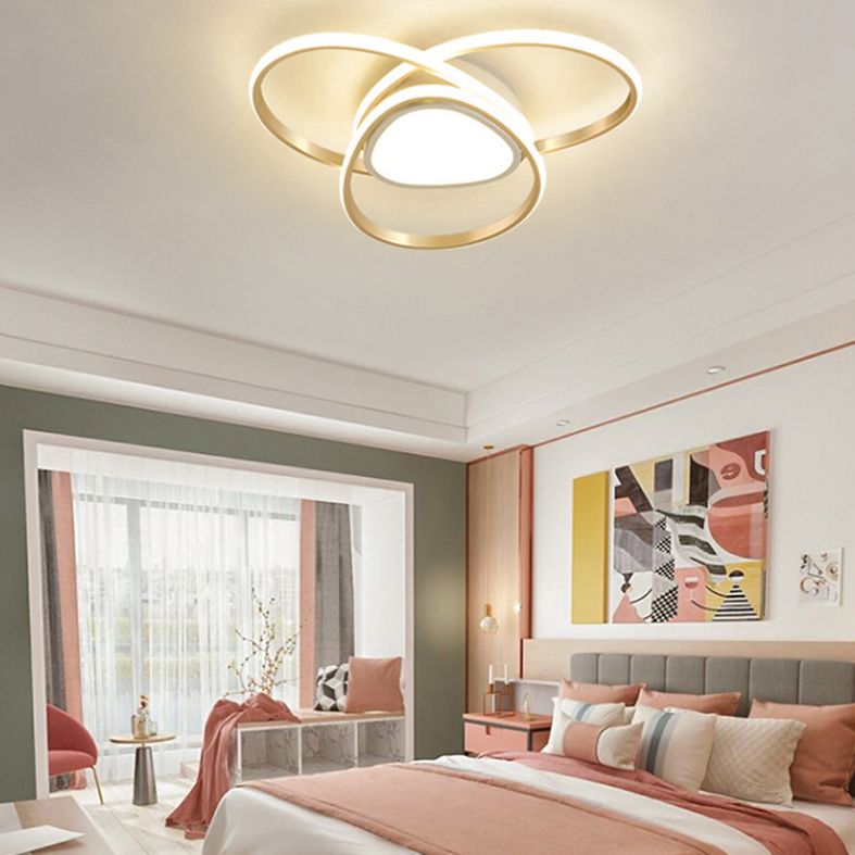 Gold Geometrical Ceiling Light Fixture Simple Style LED Metal Ceiling Flush Mount Light