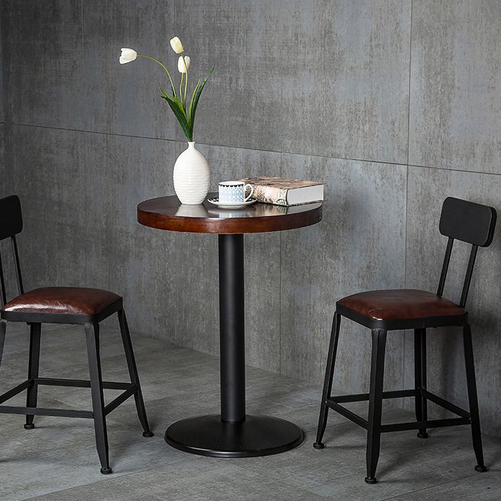 Industrial Style Armless Counter Stool Iron Cafe Bar Stool with Leather Cushion and Pedal