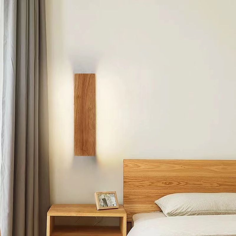 Rectangle Shape Wall Lighting Modern Style Wood 1 Light Sconce Lamp for Living Room