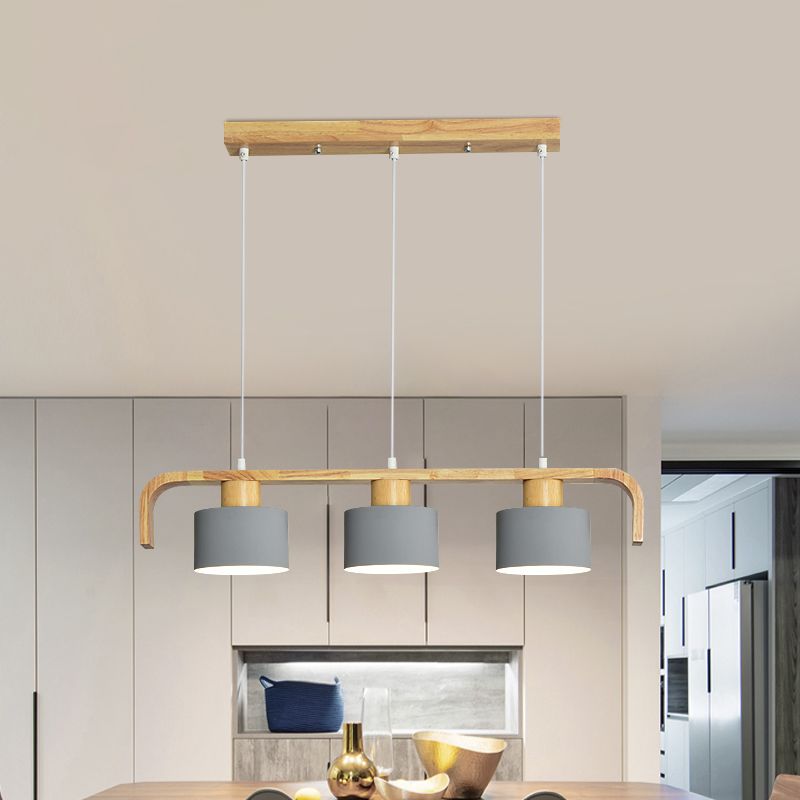 Metal Drum Shade Island Light 3/4 Heads Nordic Simple Chandelier Light for Dining Room Kitchen