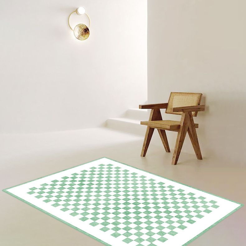 Modern Home Decoration Carpet Checkered Pattern Area Rug Polyester Non-Slip Backing Indoor Carpet