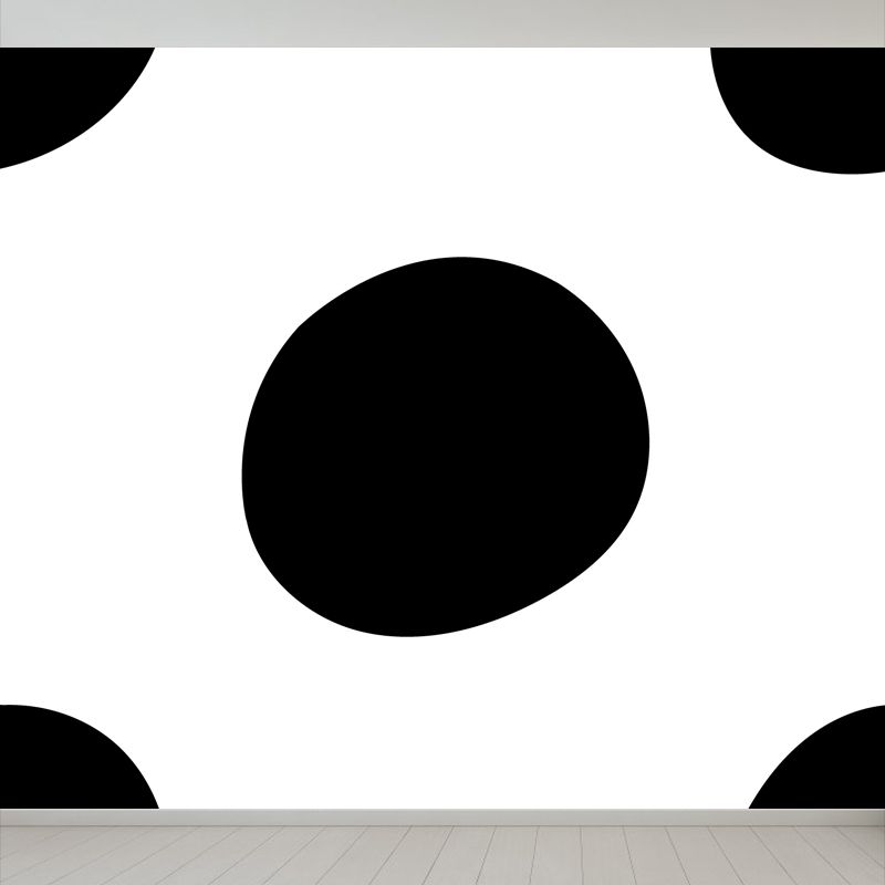 Huge Illustration Modern Wallpaper Mural with Geometrical Pattern in Black and White
