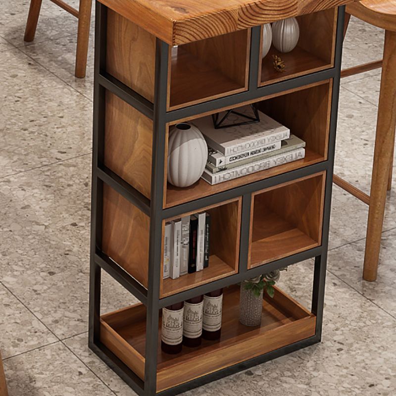 Wood Top Bar Table Modern Double Pedestal Coffee Shop Bar Dining Table with Storage