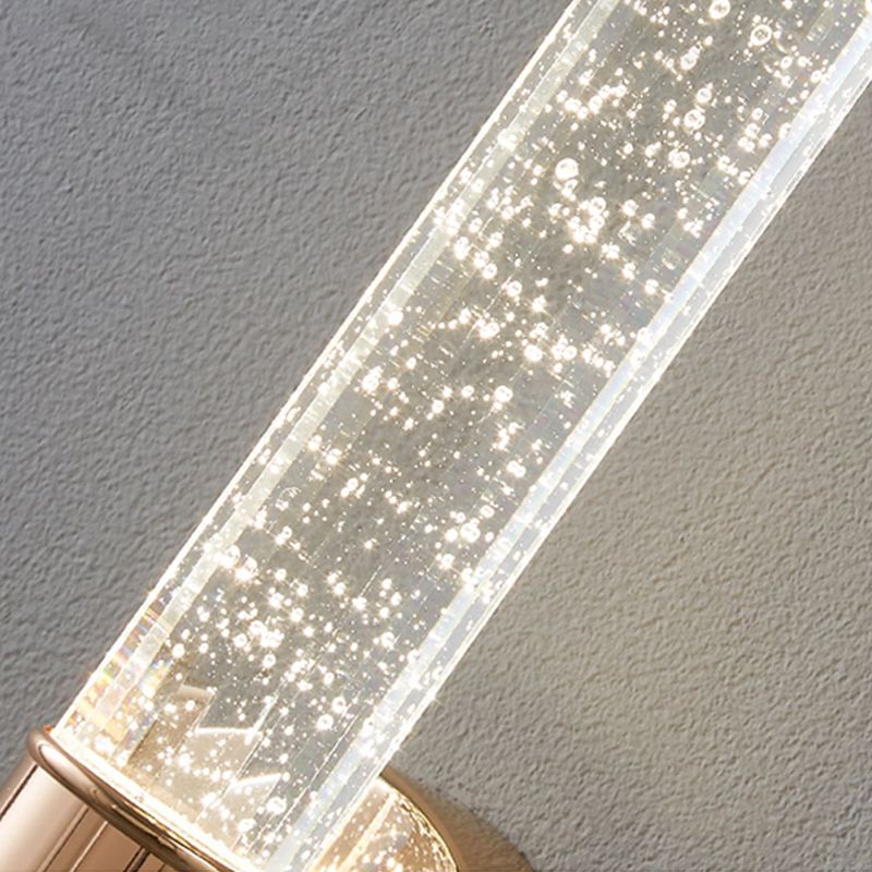 Modern Metal Wall Sconce Cylinder Shape Wall Light with Crystal Shade for Dining Room