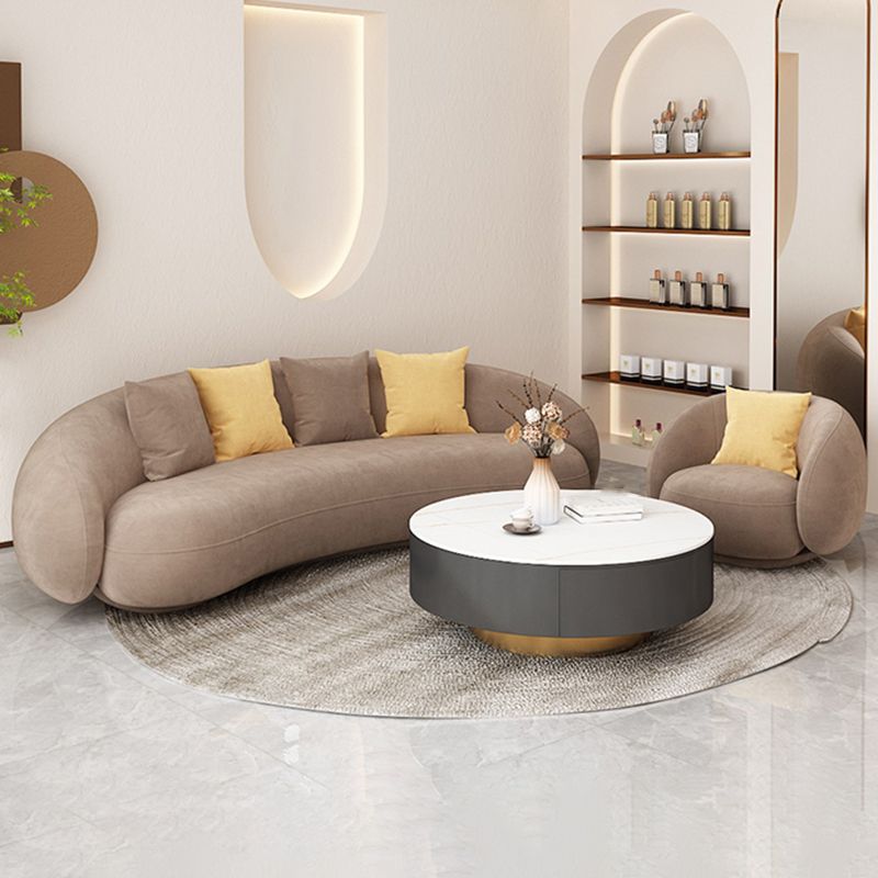 Contemporary Curved Sofa with Tight Back and Tuxedo Back for Living Room