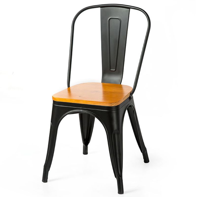 Industrial Dining Room Chair Slat Back Side Chair with Metal Legs for Home Use