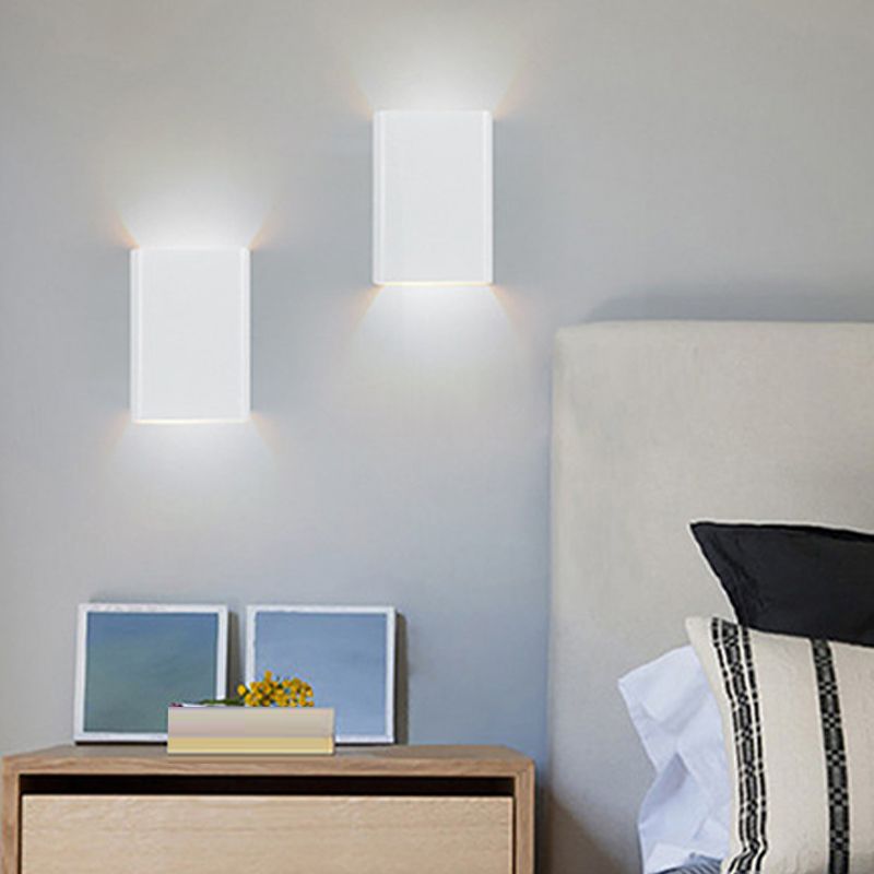 Modern Style Square Shape Wall Light Aluminum 2 Lights Sconces for Bedroom