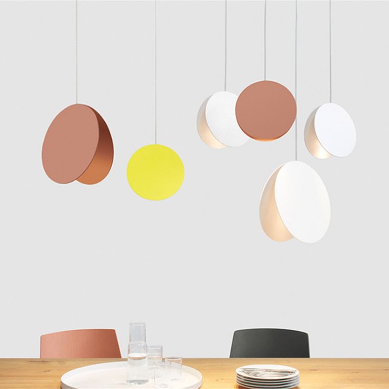 Contemporary Style Round Pendant Lamp Metal 1 Light Suspension Light