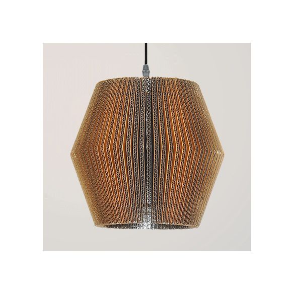 Woven Shade Hanging Lighting Asian Style Corrugated Paper 1 Bulb Restaurant Pendant Lamp in Beige/Brown
