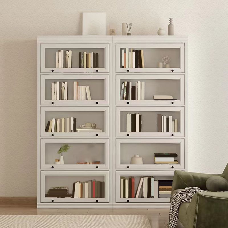 Modern Closed Back Standard Bookshelf Wooden Bookcase in White for Study Room