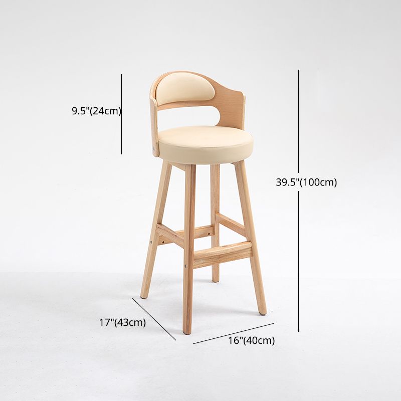 Taburetes de bar de madera industriales para interiores de cuero con asiento redondo