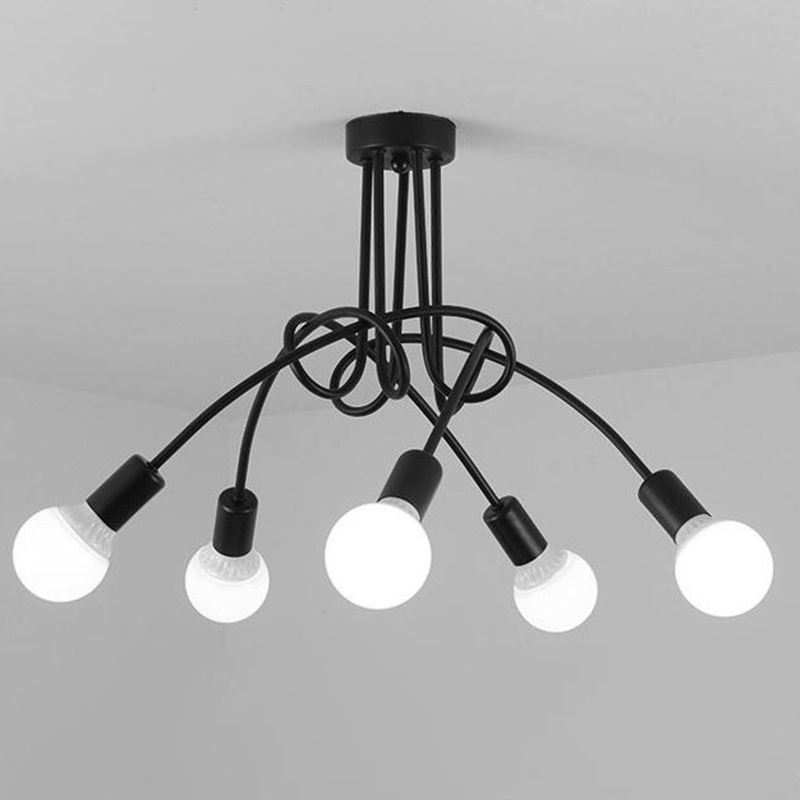 Lustre métallique industriel à montage Semi-encastré, ampoule nue, montage au plafond, pour chambre à coucher