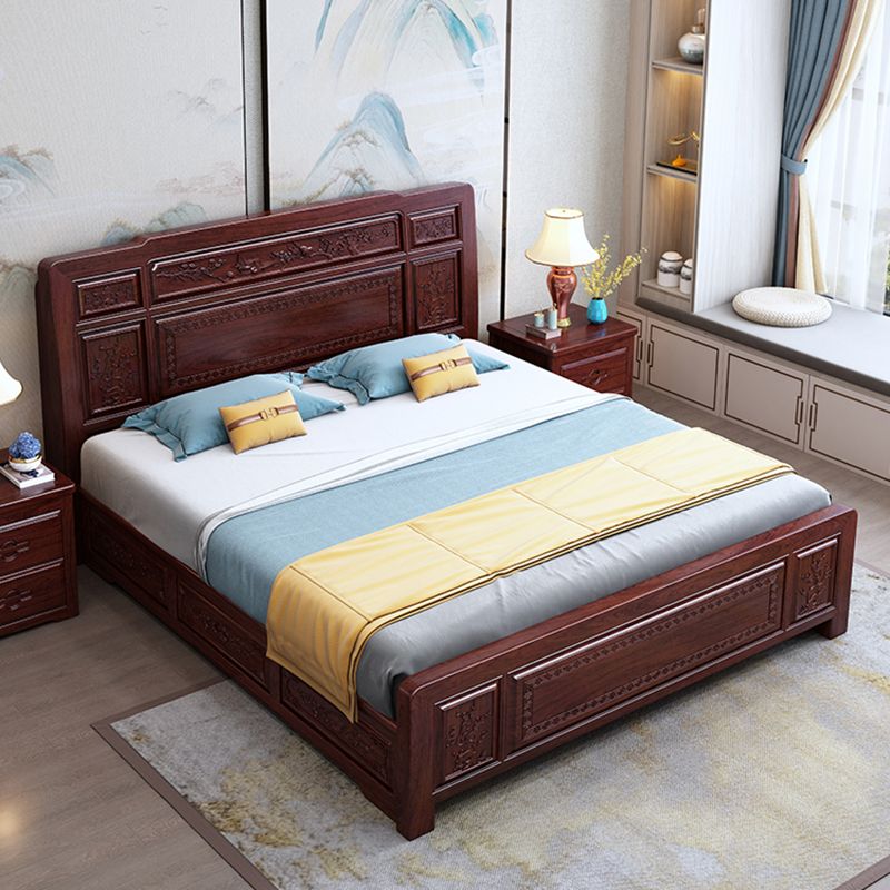 Solid Wood Panel Bed Traditional with Headboard Standard Bed Rectangular